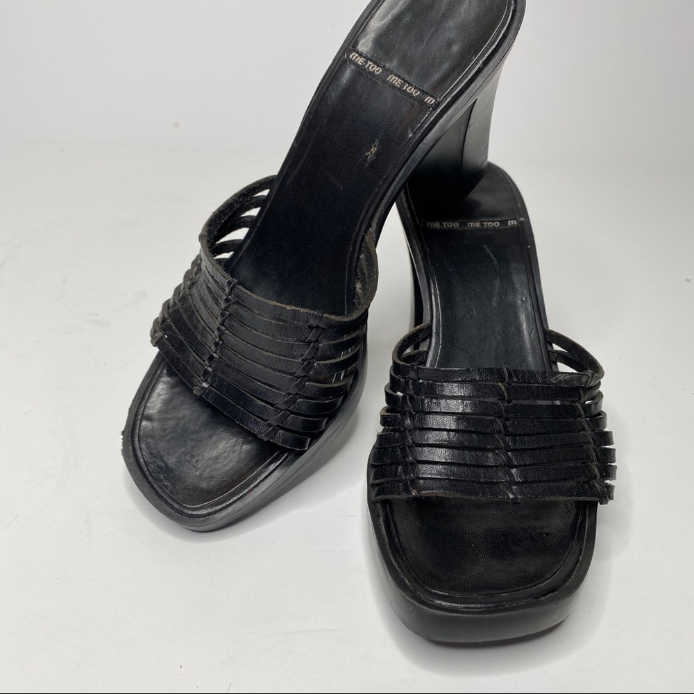 🍋 Me Too "Lauren" black Square toe heeled sandals - Picture 3 of 6